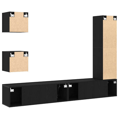 TV-Schranksystem 6 pcs Schwarze Eiche 160 x 30 x 30.5 cm