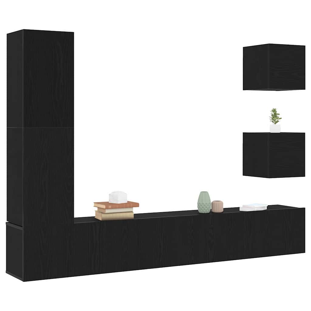 TV-Schranksystem 6 pcs Schwarze Eiche 160 x 30 x 30.5 cm