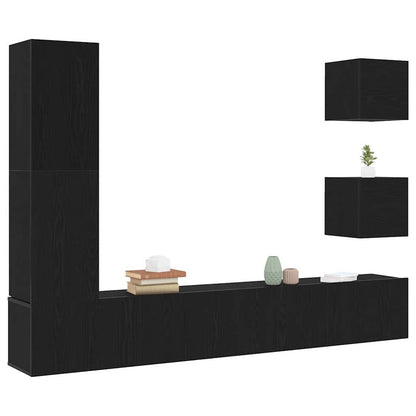TV-Schranksystem 6 pcs Schwarze Eiche 160 x 30 x 30.5 cm