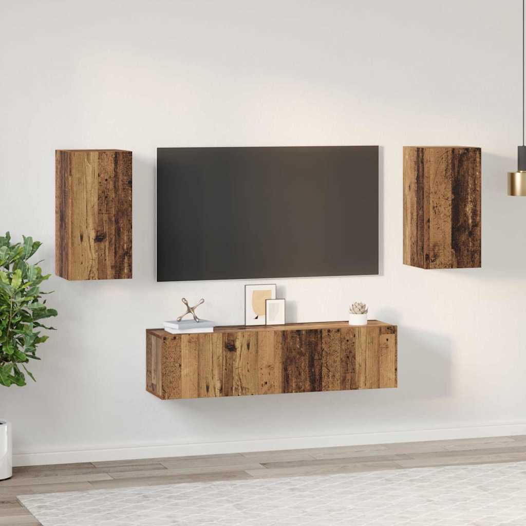 TV-Möbel-Set 4 pcs Altholz 30,5 x 30 x 60 cm Holzwerkstoff