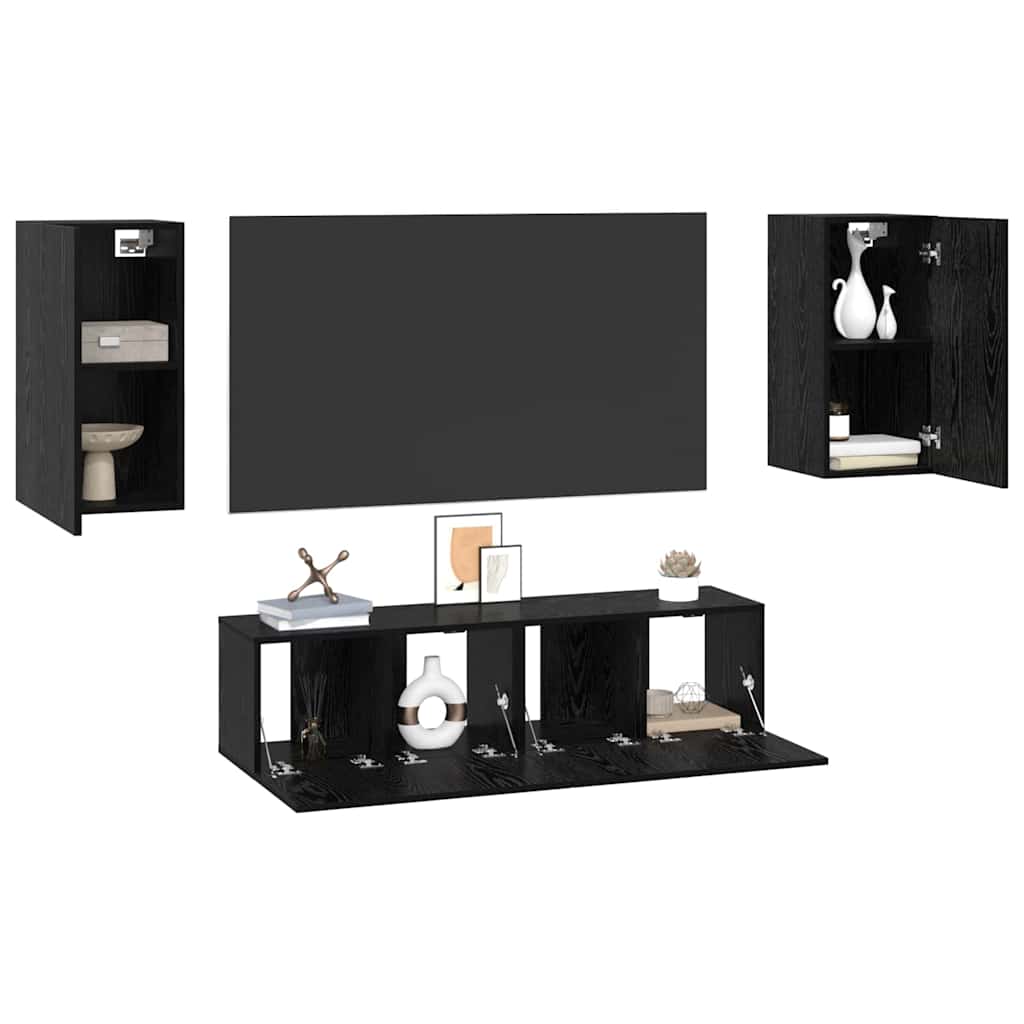 TV-Möbel-Set 4 pcs Schwarze Eiche Mittel 30,5 x 30 x 60 cm