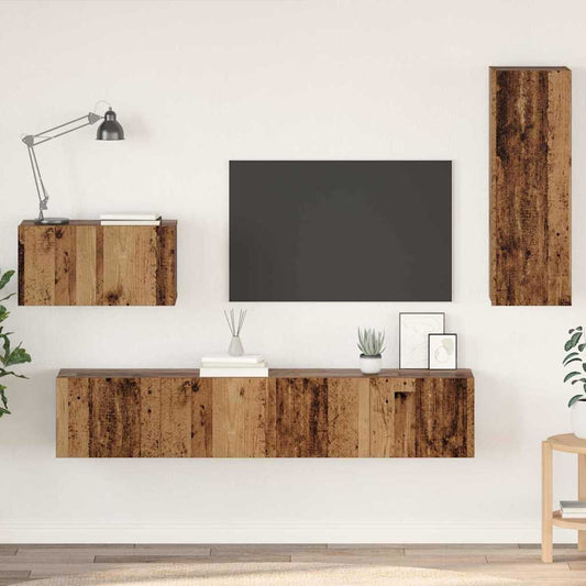 Wand TV Schrank 4 pcs Altholz 200 x 30 x 30 cm Ingenieuholz