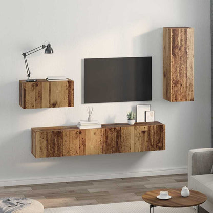 Wand TV Schrank 4 pcs Altholz 200 x 30 x 30 cm Ingenieuholz
