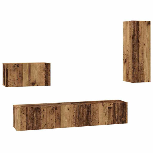 Wand TV Schrank 4 pcs Altholz 200 x 30 x 30 cm Ingenieuholz