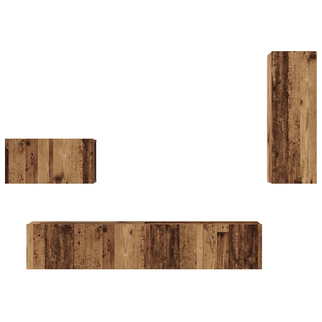 Wand TV Schrank 4 pcs Altholz 200 x 30 x 30 cm Ingenieuholz