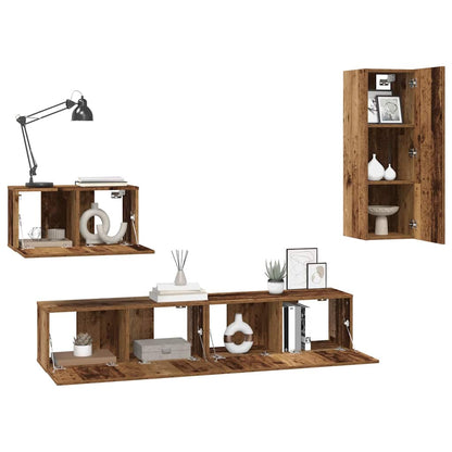 Wand TV Schrank 4 pcs Altholz 200 x 30 x 30 cm Ingenieuholz
