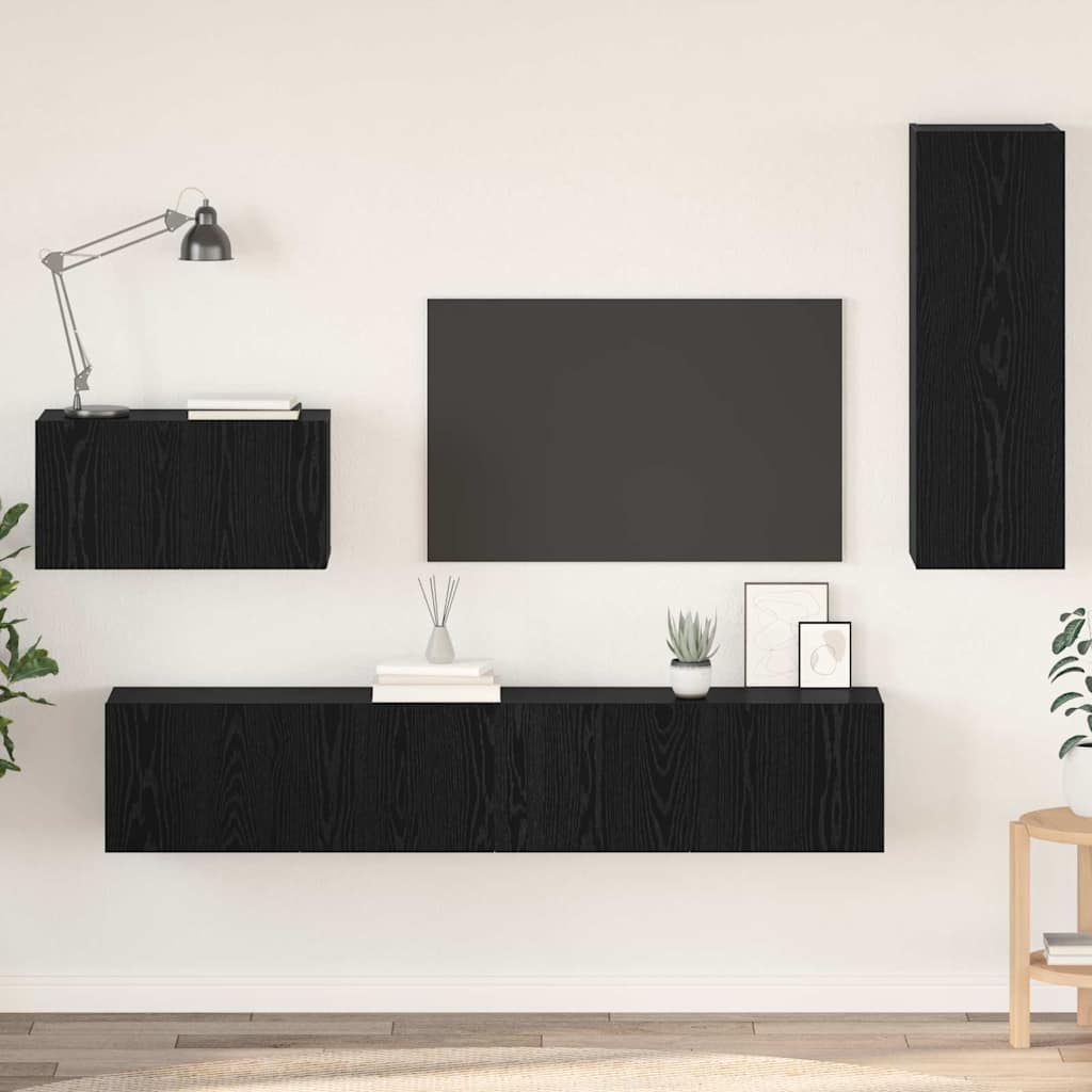 Wand TV Schrank 4 pcs Schwarze Eiche 200 x 30 x 30 cm