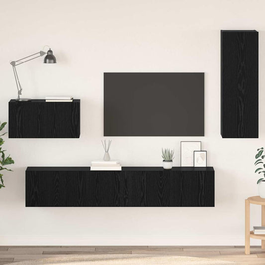 Wand TV Schrank 4 pcs Schwarze Eiche 200 x 30 x 30 cm