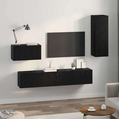 Wand TV Schrank 4 pcs Schwarze Eiche 200 x 30 x 30 cm