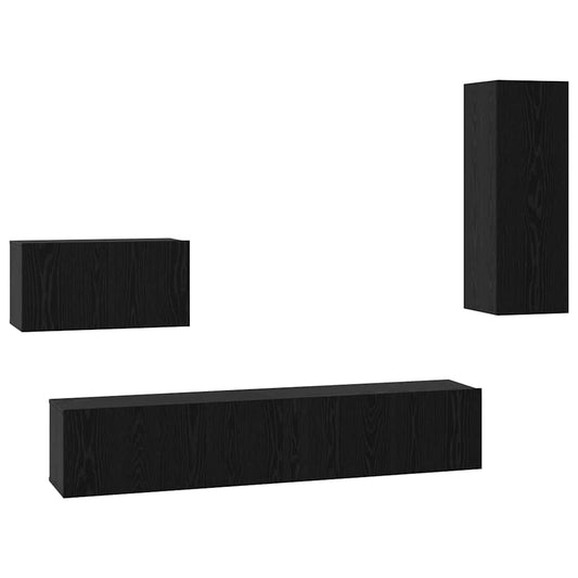 Wand TV Schrank 4 pcs Schwarze Eiche 200 x 30 x 30 cm