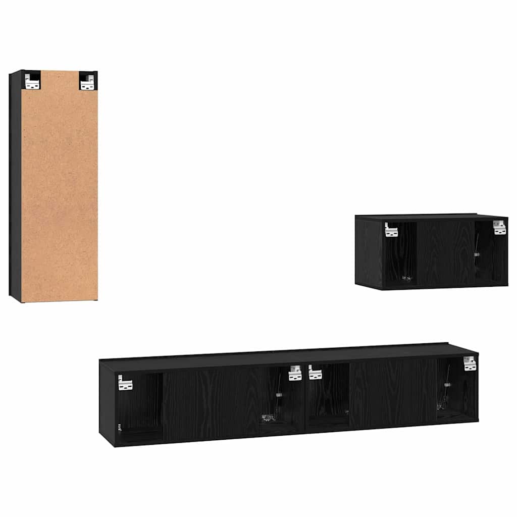 Wand TV Schrank 4 pcs Schwarze Eiche 200 x 30 x 30 cm