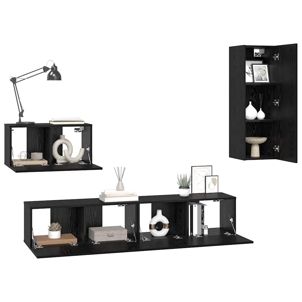 Wand TV Schrank 4 pcs Schwarze Eiche 200 x 30 x 30 cm