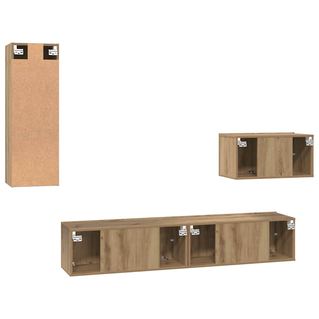 Wand TV Schrank 4 pcs Eiche handwerklich 200 x 30 x 30 cm