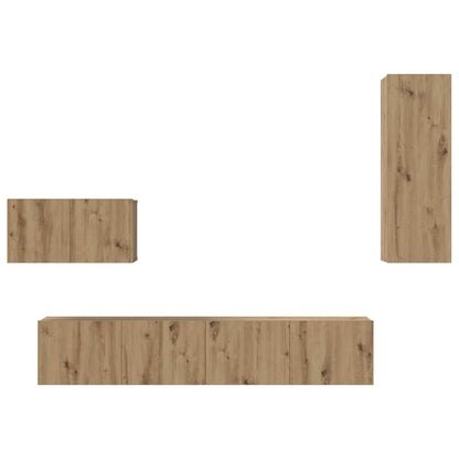Wand TV Schrank 4 pcs Eiche handwerklich 200 x 30 x 30 cm