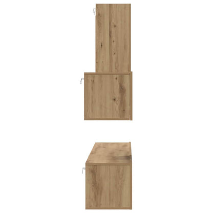 Wand TV Schrank 4 pcs Eiche handwerklich 200 x 30 x 30 cm