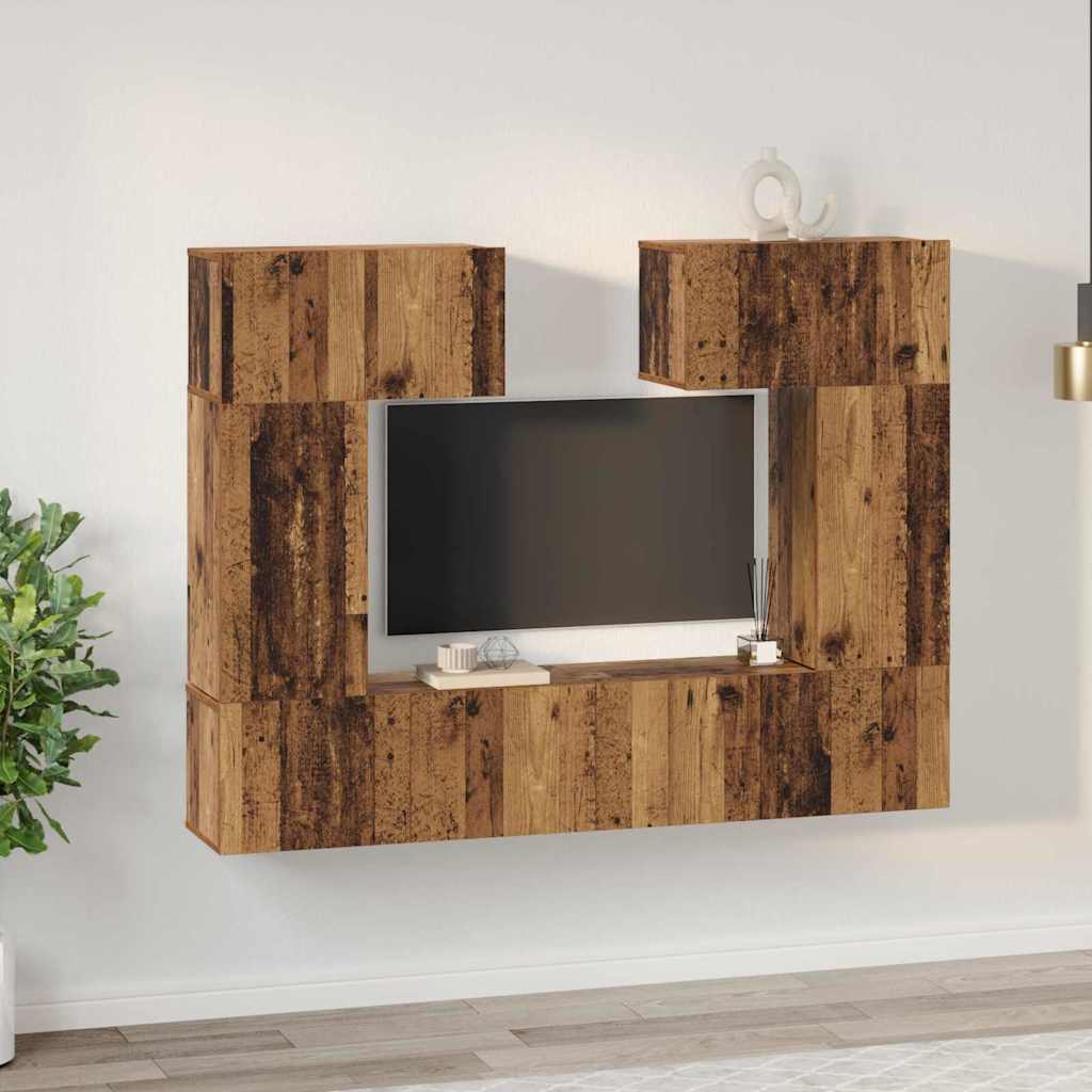 TV-Möbel-Set 6 pcs Altholz 80 x 30 x 30 cm Holzwerkstoff