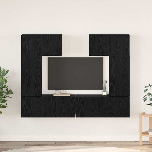 TV-Möbel-Set 6 pcs Schwarze Eiche 80 x 30 x 30 cm Holzwerkstoff