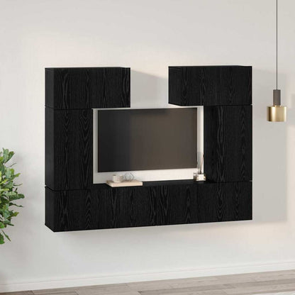 TV-Möbel-Set 6 pcs Schwarze Eiche 80 x 30 x 30 cm Holzwerkstoff