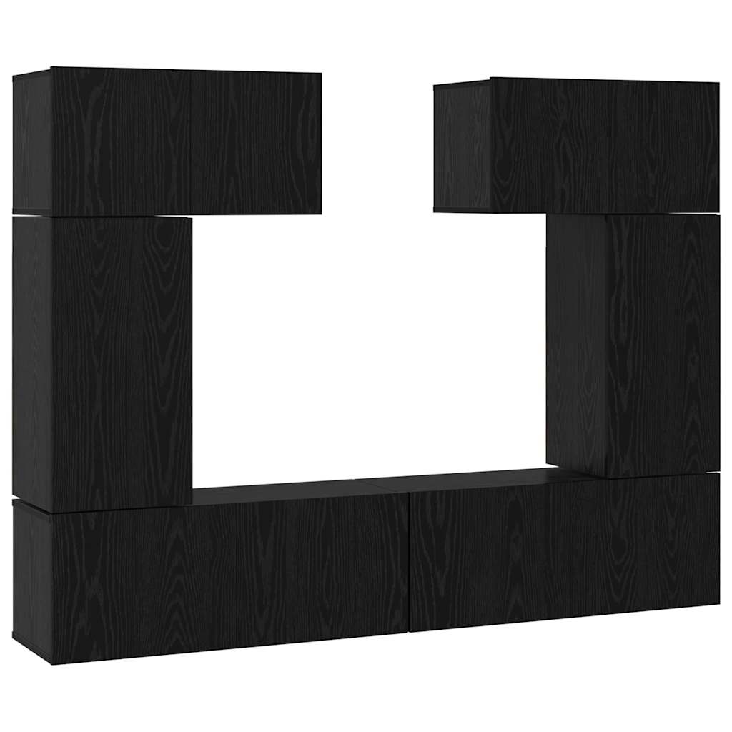 TV-Möbel-Set 6 pcs Schwarze Eiche 80 x 30 x 30 cm Holzwerkstoff