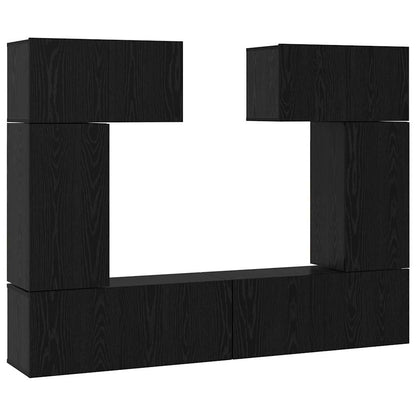 TV-Möbel-Set 6 pcs Schwarze Eiche 80 x 30 x 30 cm Holzwerkstoff