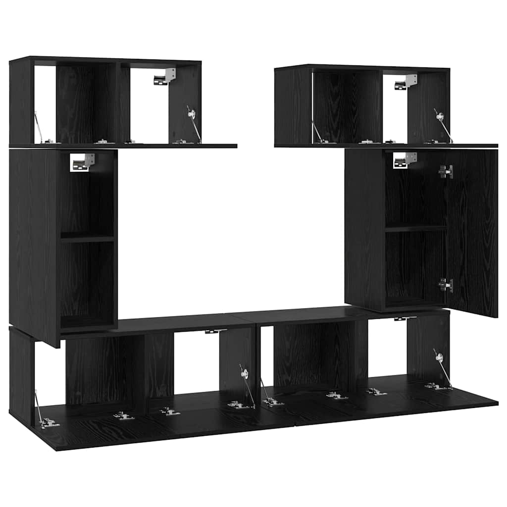 TV-Möbel-Set 6 pcs Schwarze Eiche 80 x 30 x 30 cm Holzwerkstoff