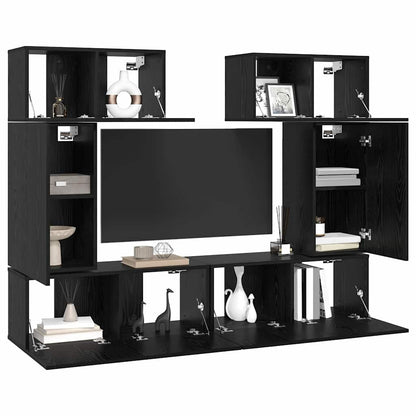 TV-Möbel-Set 6 pcs Schwarze Eiche 80 x 30 x 30 cm Holzwerkstoff