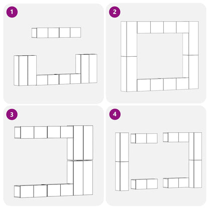 8-teiliges TV Schrank Set -Wandmontiert, Schwarz Eiche, MDF