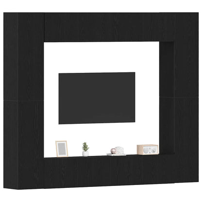 8-teiliges TV Schrank Set -Wandmontiert, Schwarz Eiche, MDF