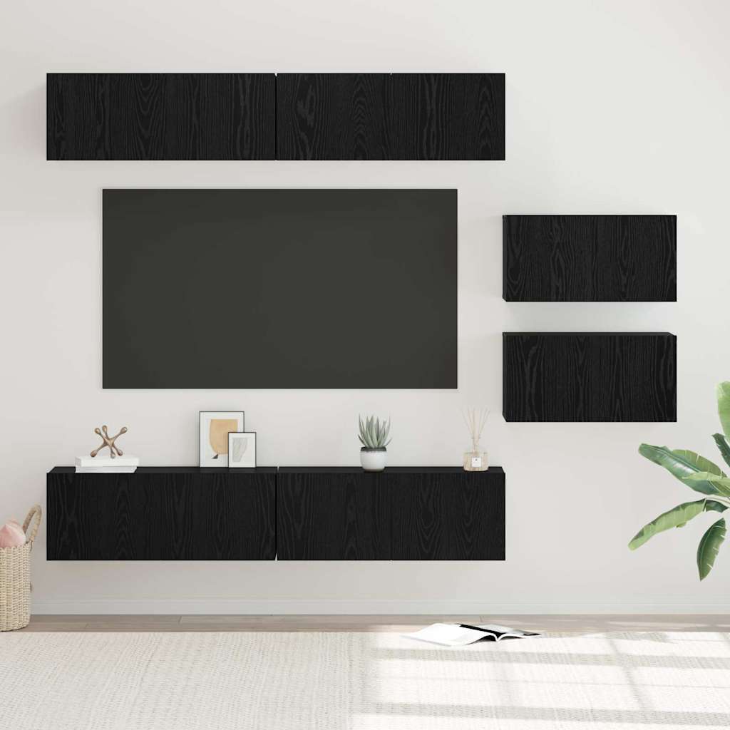 TV-Möbel-Set 6 pcs Schwarze Eiche 80 x 30 x 30 cm Holzwerkstoff