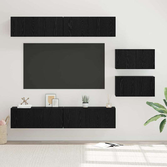 TV-Möbel-Set 6 pcs Schwarze Eiche 80 x 30 x 30 cm Holzwerkstoff