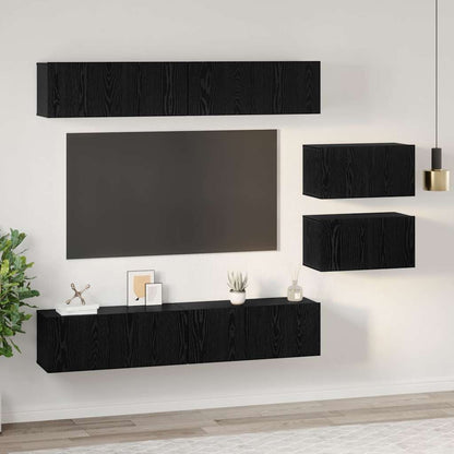 TV-Möbel-Set 6 pcs Schwarze Eiche 80 x 30 x 30 cm Holzwerkstoff