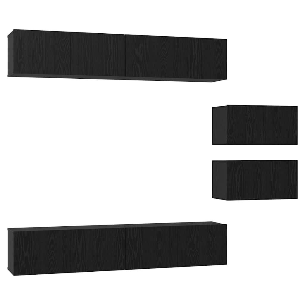 TV-Möbel-Set 6 pcs Schwarze Eiche 80 x 30 x 30 cm Holzwerkstoff