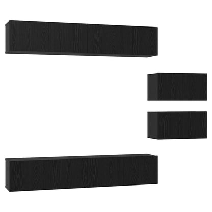 TV-Möbel-Set 6 pcs Schwarze Eiche 80 x 30 x 30 cm Holzwerkstoff
