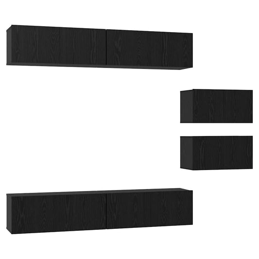 TV-Möbel-Set 6 pcs Schwarze Eiche 80 x 30 x 30 cm Holzwerkstoff