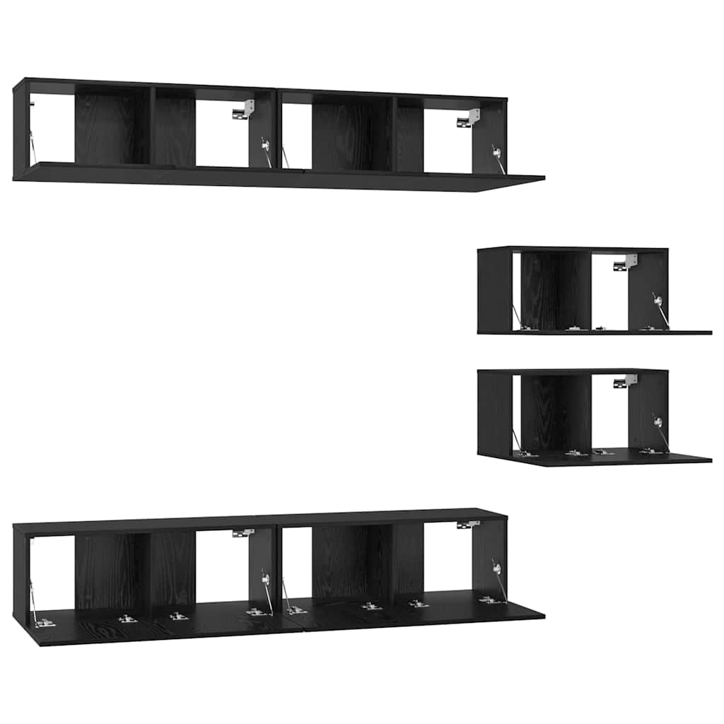 TV-Möbel-Set 6 pcs Schwarze Eiche 80 x 30 x 30 cm Holzwerkstoff
