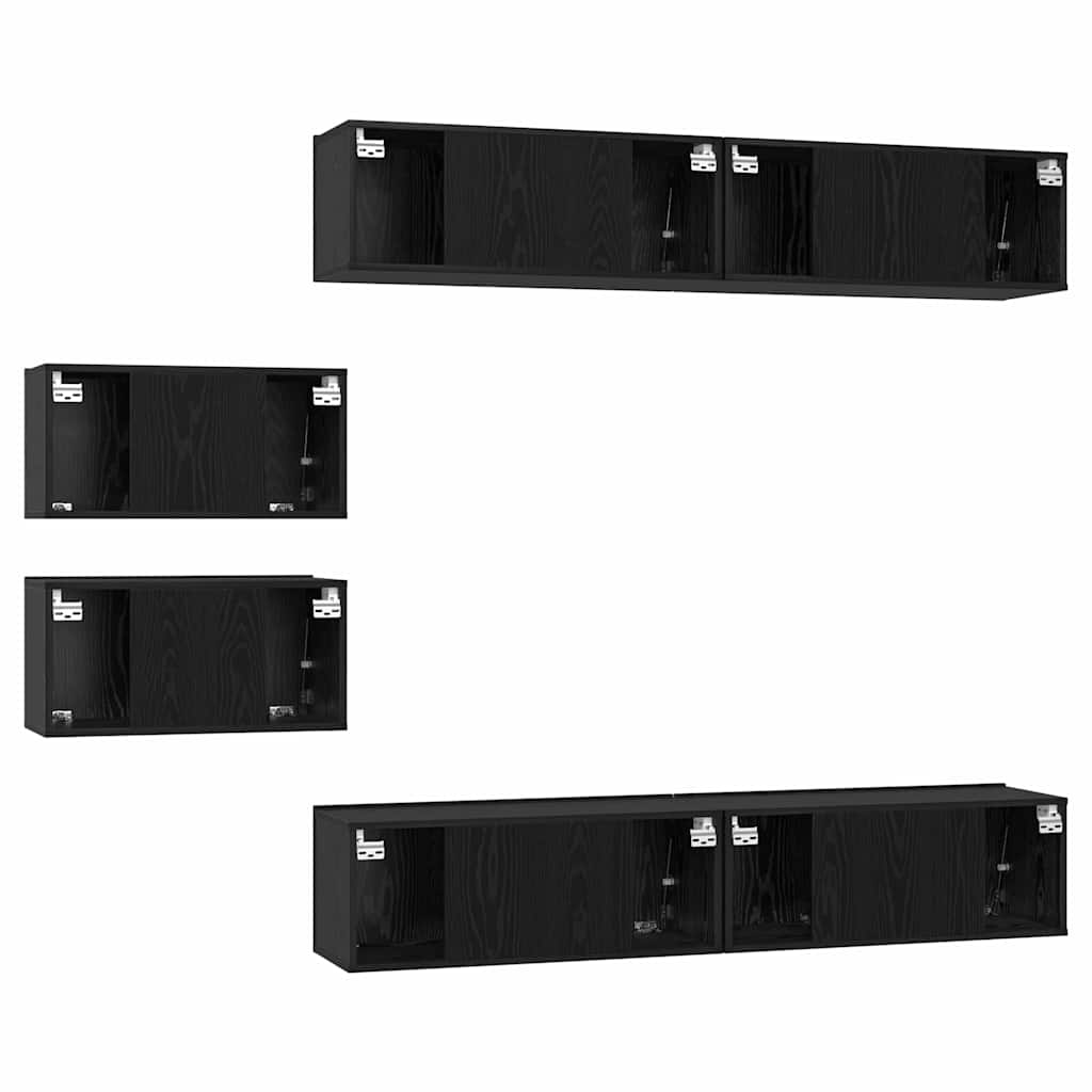 TV-Möbel-Set 6 pcs Schwarze Eiche 80 x 30 x 30 cm Holzwerkstoff