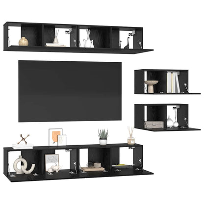 TV-Möbel-Set 6 pcs Schwarze Eiche 80 x 30 x 30 cm Holzwerkstoff