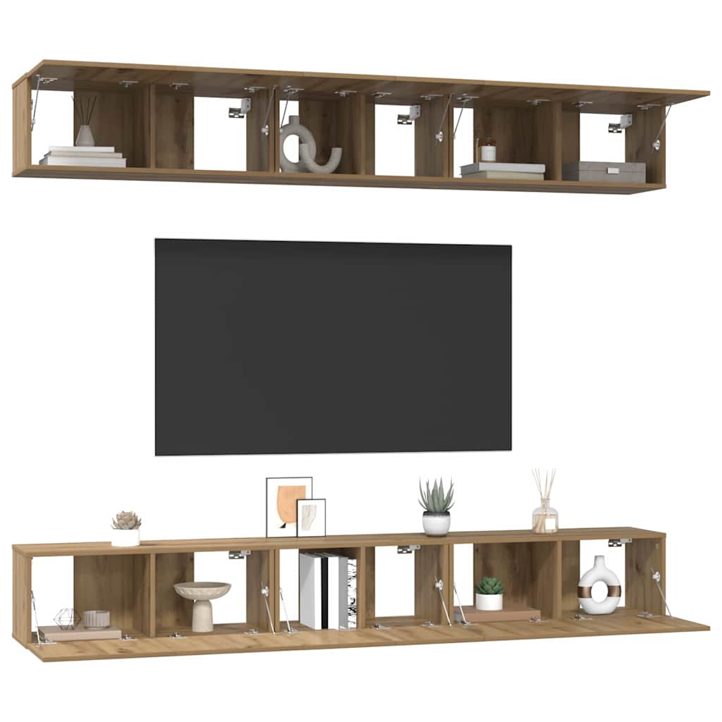 TV-Möbel-Set 6 pcs Eiche handwerklich 80 x 30 x 30 cm