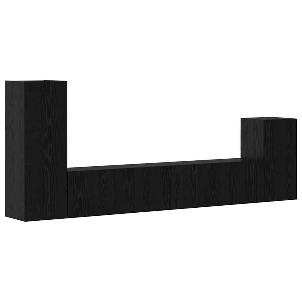 Wand TV Schrank Wandmontiert 4 pcs Schwarz Eiche Holzwerkstoff