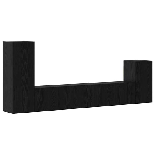 Wand TV Schrank Wandmontiert 4 pcs Schwarz Eiche Holzwerkstoff