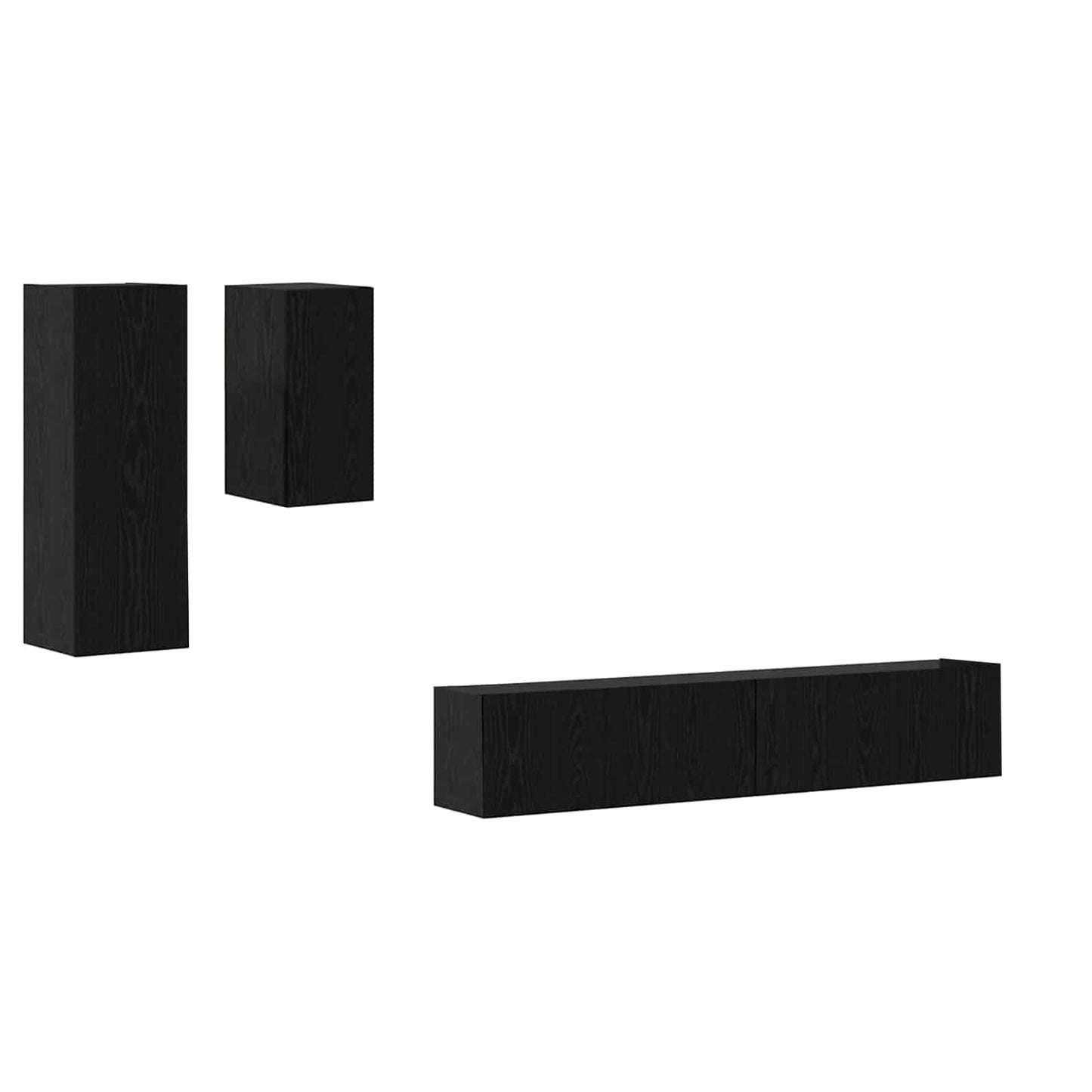 Wand-TV-Schrank 3 pcs Schwarz Eichen-Optik Holzwerkstoff