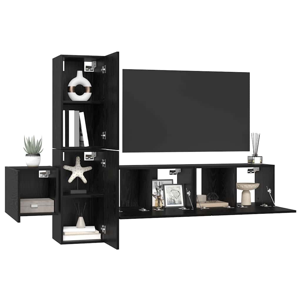 TV-Möbel-Set 5 pcs Schwarze Eiche 181 x 30 x 120 cm