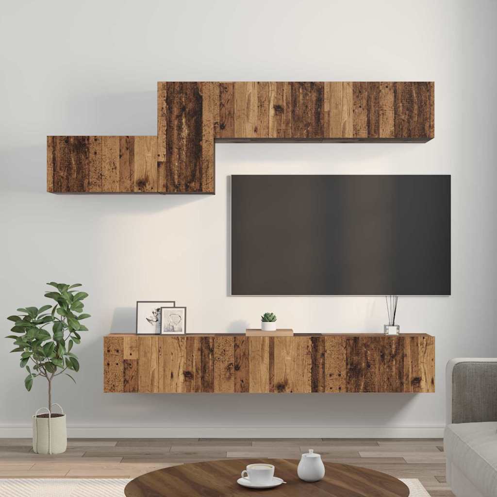 TV-Möbel-Set 7 pcs Altholz 60 x 30 x 30 cm Holzwerkstoff