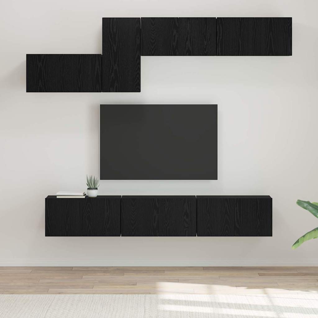 TV-Möbel-Set 7 pcs Schwarze Eiche 60 x 30 x 30 cm Holzwerkstoff