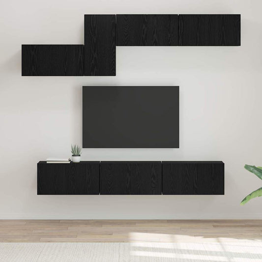 TV-Möbel-Set 7 pcs Schwarze Eiche 60 x 30 x 30 cm Holzwerkstoff