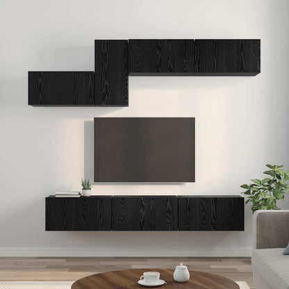 TV-Möbel-Set 7 pcs Schwarze Eiche 60 x 30 x 30 cm Holzwerkstoff