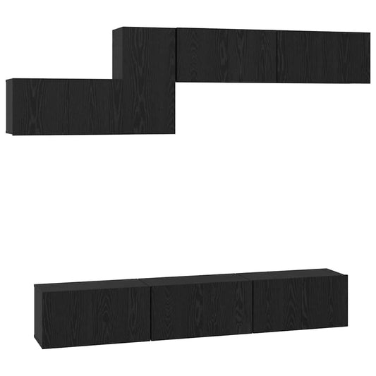 TV-Möbel-Set 7 pcs Schwarze Eiche 60 x 30 x 30 cm Holzwerkstoff