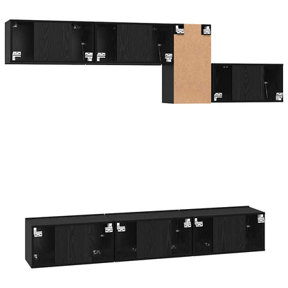 TV-Möbel-Set 7 pcs Schwarze Eiche 60 x 30 x 30 cm Holzwerkstoff