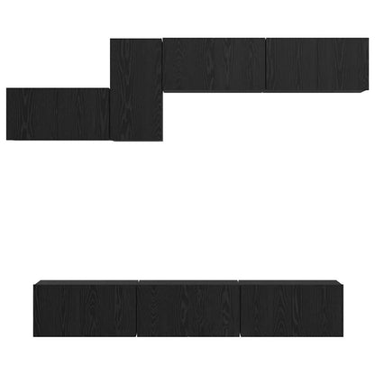 TV-Möbel-Set 7 pcs Schwarze Eiche 60 x 30 x 30 cm Holzwerkstoff