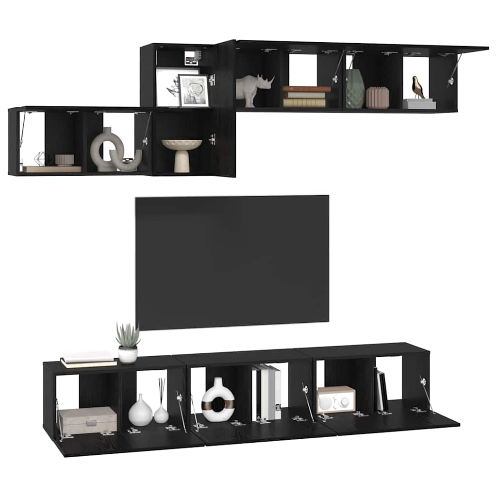 TV-Möbel-Set 7 pcs Schwarze Eiche 60 x 30 x 30 cm Holzwerkstoff